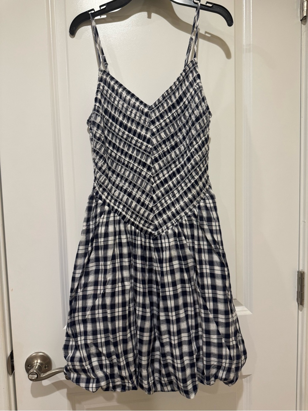 American Eagle Outfitters Navy and White Plaid Mini Dress